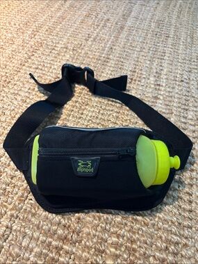 Amphipod Black Waist Pack with Neon Yellow Flask